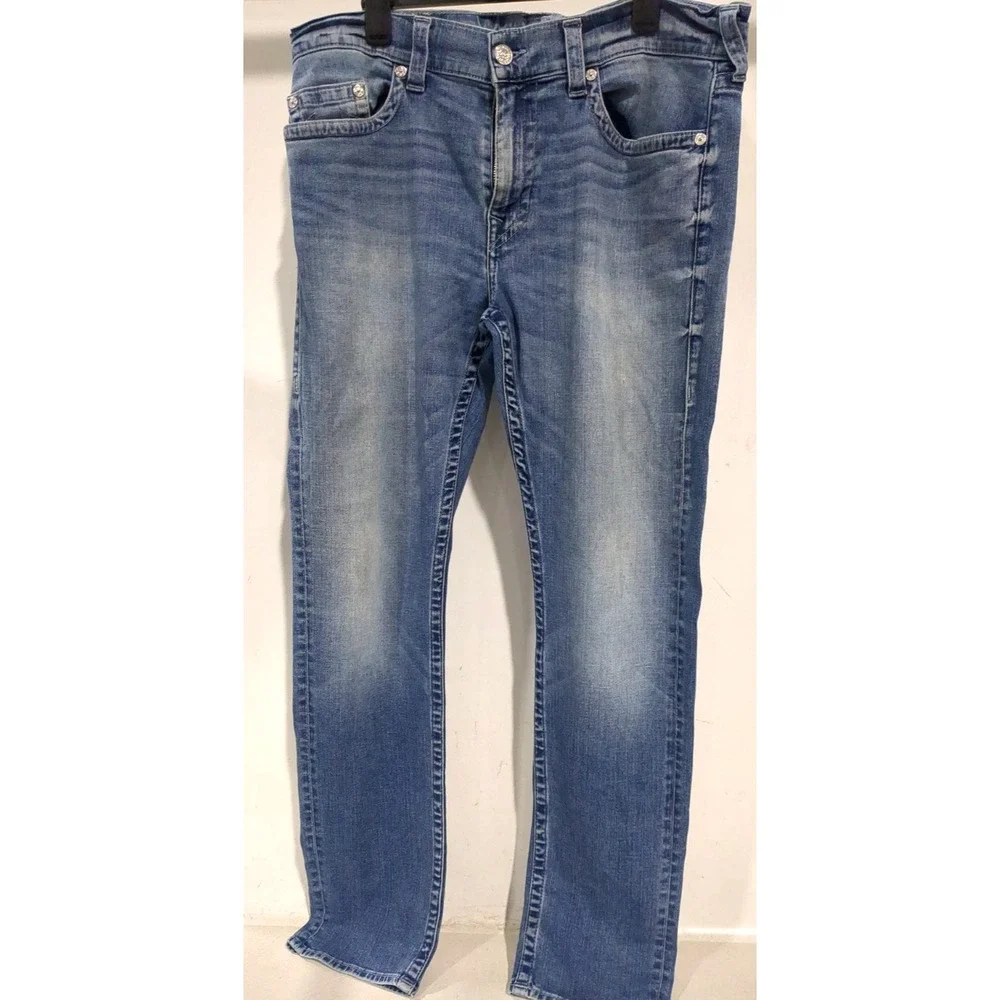 True Religion World Tour Men's Geno Relaxed Slim Denim Distressed Jeans SZ 36/33